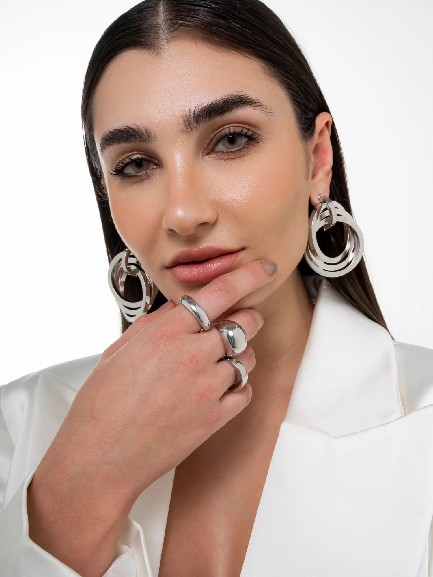 Anel regulável Portbou ródio - Imagem 1