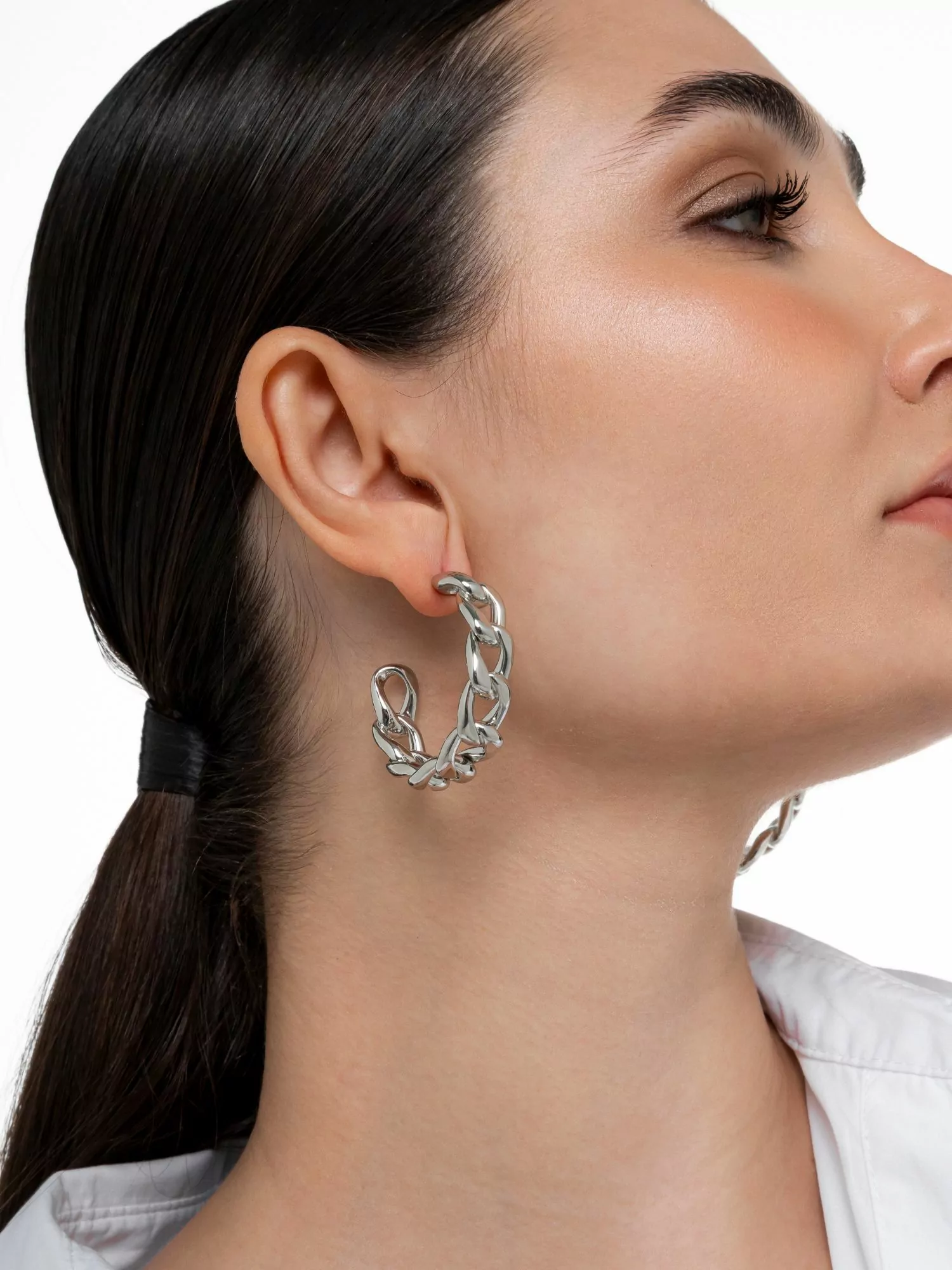 Argola Donatella ródio M - Imagem 1